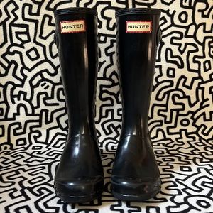 Hunter Original Gloss Wellington Tall Rain Boots Black Size 2/3